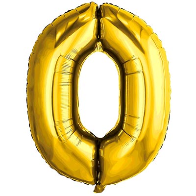 Шар цифра 0 Металлик Золото 66см