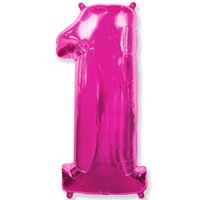 Шарик цифра "1", 101см Fuchsia