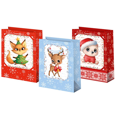 Новый год Пакет бум НГ Зверюшки 33х45см 1509-1183