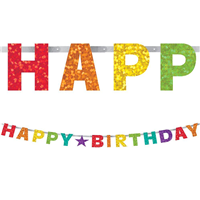 Гирлянда Happy Birthday голография
