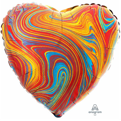 Шарики из фольги Шар 45см Сердце Мрамор Colorful