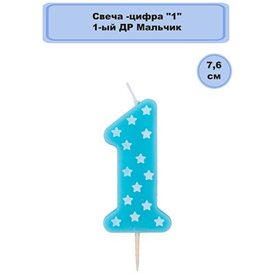Свеча -цифра "1" 1-ый ДР Мальчик