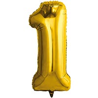 Шар цифра 1 Металлик Золото 66см
