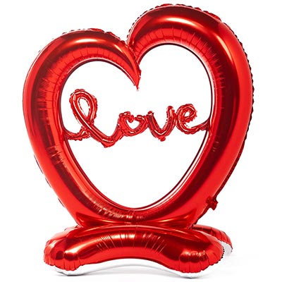 Шарики из фольги Фигура напольная Сердце с надписью LOVE