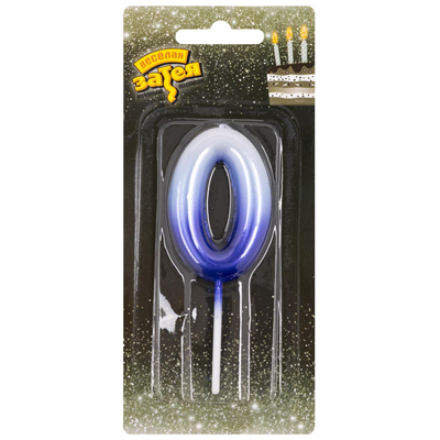 Свеча -цифра "0" Омбре голуб/синий 6см