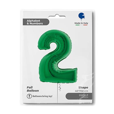 Шарики из фольги Шар цифра "2", 102см Green