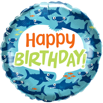 Шарики из фольги Шарик 45см Happy Birthday Акулы
