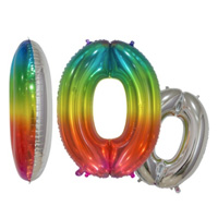 Шар цифра "0", 101см Радуга Jelly
