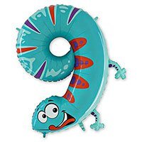 Шар цифра "9", 91см Ящерица