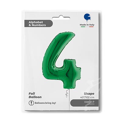 Шарики из фольги Шар цифра "4", 102см Green