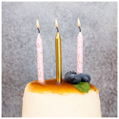 Свечи для торта Золото Розовые блеск