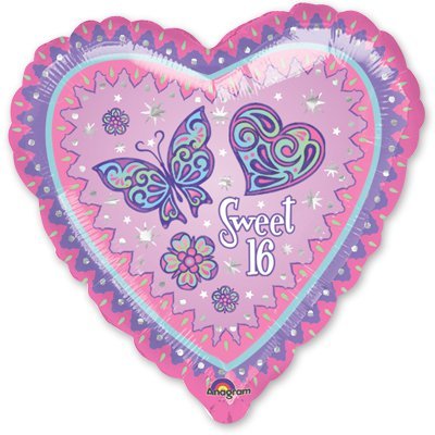 Юбилей Шар 18&quot;, 45см, Сердце искристое 16 лет 1202-1558