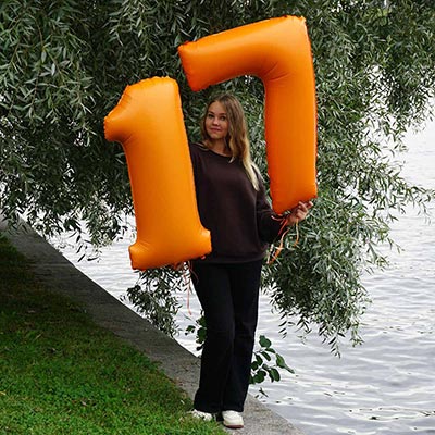 Шар цифра "1", 101см Пастель Orange