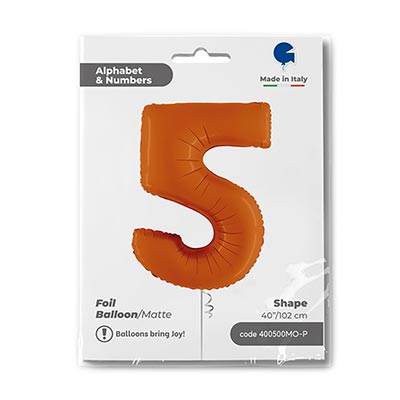 Шарики из фольги Шар цифра "5", 101см Пастель Orange
