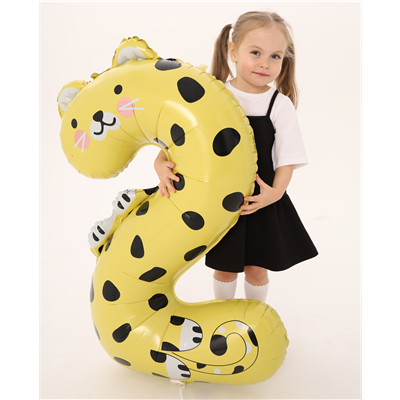 Шар цифра "2" 96см Зоопарк Леопард