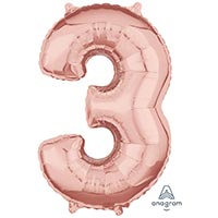 Шар фигура цифра "3", 66см Rose Gold