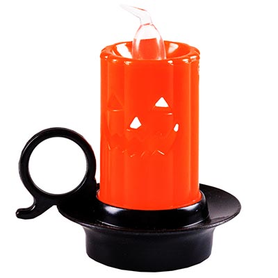 Свеча светодиод Тыква с подставкой 8см