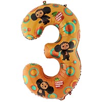 Шар цифра "3" 100см Чебурашка