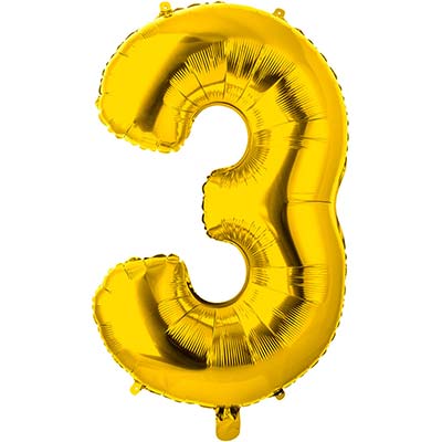 Шар цифра "3", 66см Gold