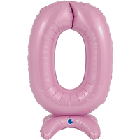 Шар цифра 0 64см PastelPink на подставке