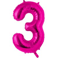 Шар цифра "3", 101см Fuchsia