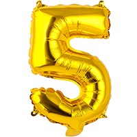 Шар цифра "5", 36см Gold