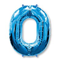 Шарик цифра "0", 101см Blue