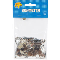 Конфетти Круги фольга серебро 1 см 20 гр