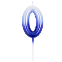 Свеча -цифра "0" Омбре голуб/синий 6см