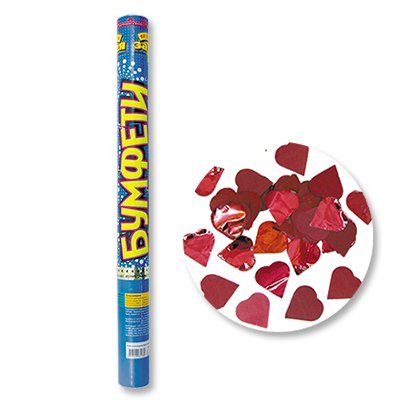 Горячие сердца! Хлопушка 60см конф бумага/фольга  Сердца 1501-0546