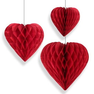Фигура Сердце красное 15-20-25 см, 3 шт