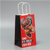 Пакет крафт Мишка 21х12х9см