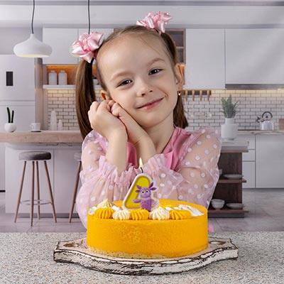 Свеча-цифра "4" Лунтик, 7см