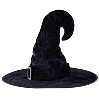 Шляпа ведьмы Люкс черная бархат 38см/G