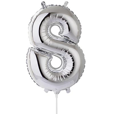 Шар цифра "8", 40см Silver под воздух