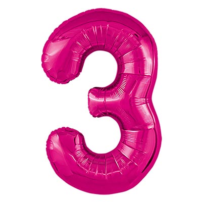 Шар цифра "3", 101см Металлик Fuchsia