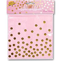 Салфетки Горошек золотой 33см, 6шт