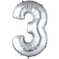 Шар цифра "3", 66см Silver