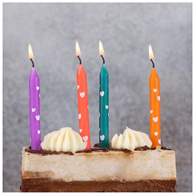 Свечи для торта Сердца, 12 штук