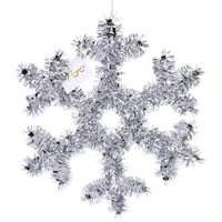 Снежинка мишура подвесная серебро 30см
