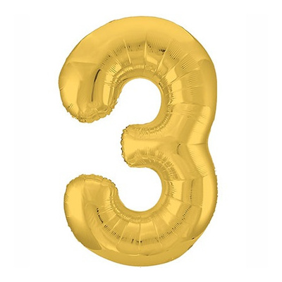 Шар цифра "3", 101см Металлик Gold