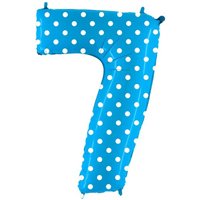 Шар цифра "7", 101см Горошек на голубом