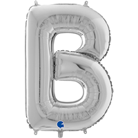 Шар буква "В", 66см Silver