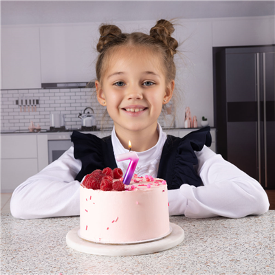 Свеча -цифра "7" Омбре розов/фиолет 6смG