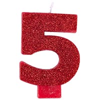 Свеча цифра "5" Глиттер, 8 см