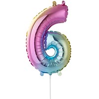 Шар цифра "6", 40см Радуга под воздух