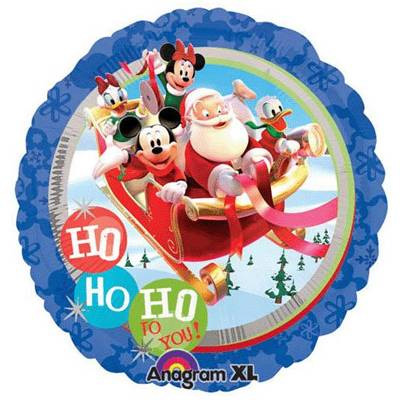 Новый год Шар 45см Санта и Микки с друзьями 1202-1234