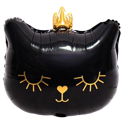 Шарики из фольги Шар фигура Кошка в короне голова черная