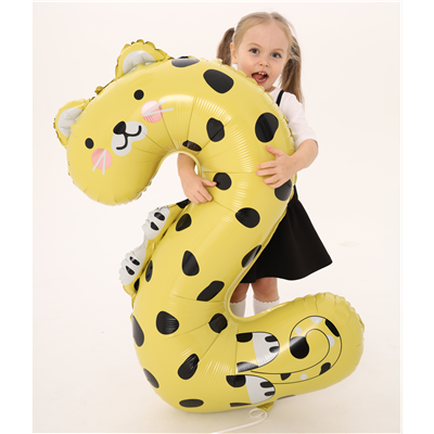 Шар цифра "2" 96см Зоопарк Леопард