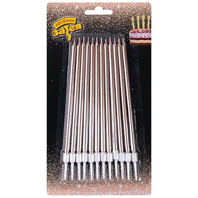 Свечи д/торта Роз Зол с подст 12шт 13см